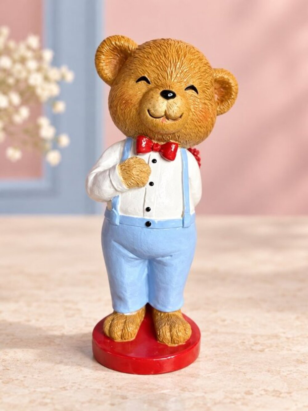 Bella Lux Teddy Bear Hidden Heart Roses Valentine Figurine NWT
